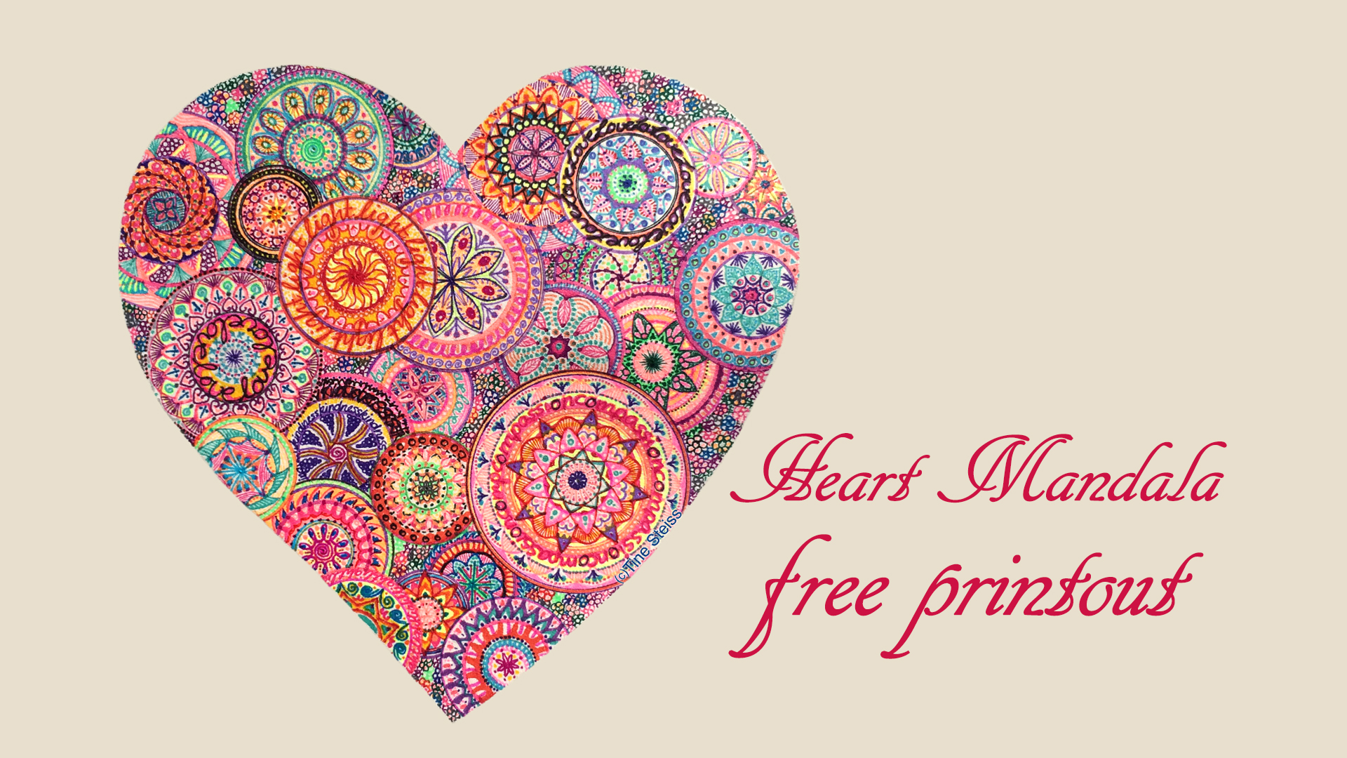 Free heart Mandala printout